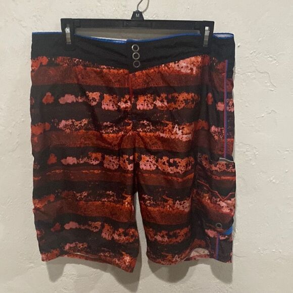 Diesel Swimwear Red Acid Dye Board Short Size US 32.  12 inch inseam - Picture 1 of 6